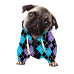Black Purple And Blue Argyle Print Dog Zip Up Hoodie