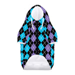 Black Purple And Blue Argyle Print Dog Zip Up Hoodie
