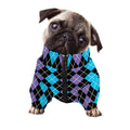 Black Purple And Blue Argyle Print Dog Zip Up Jacket
