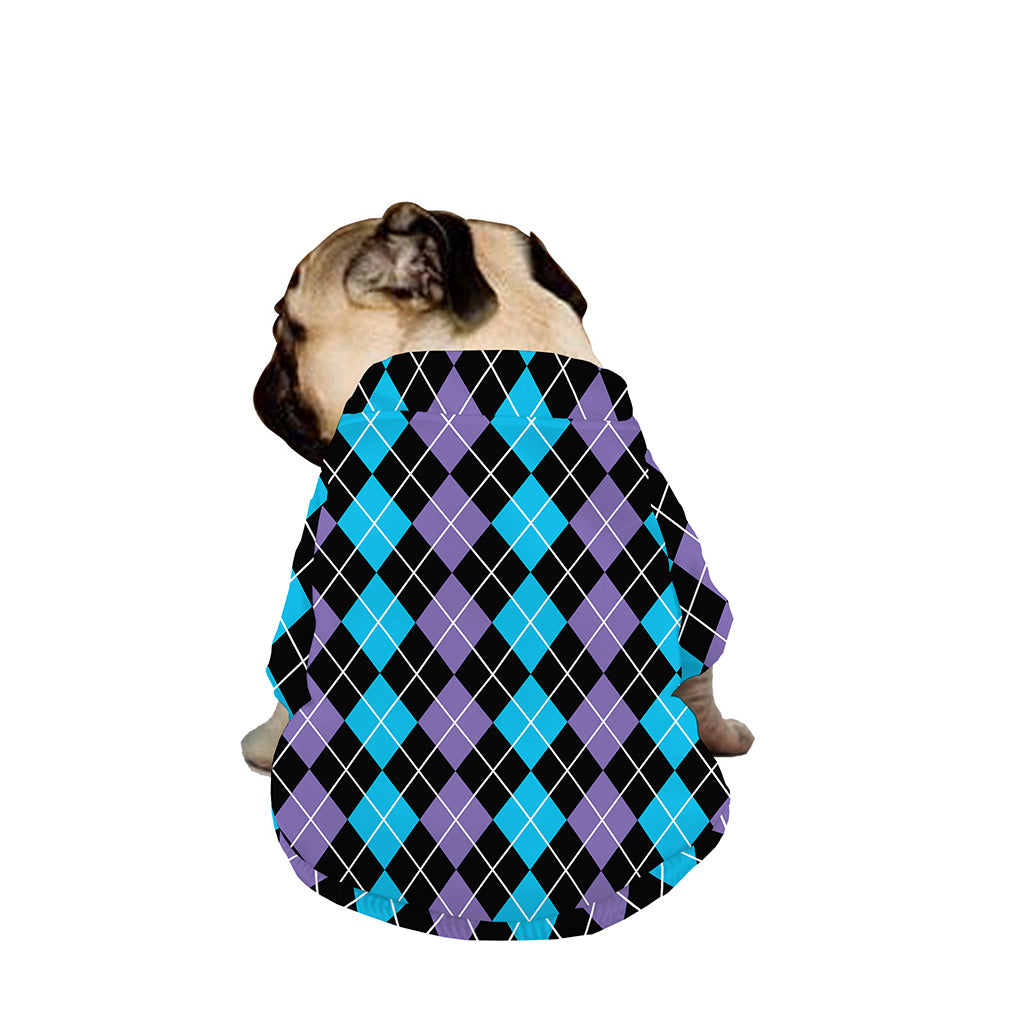 Black Purple And Blue Argyle Print Dog Zip Up Jacket