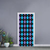 Black Purple And Blue Argyle Print Door Sticker