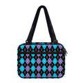 Black Purple And Blue Argyle Print Double Strap Bible Bag