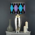 Black Purple And Blue Argyle Print Drum Lamp Shade
