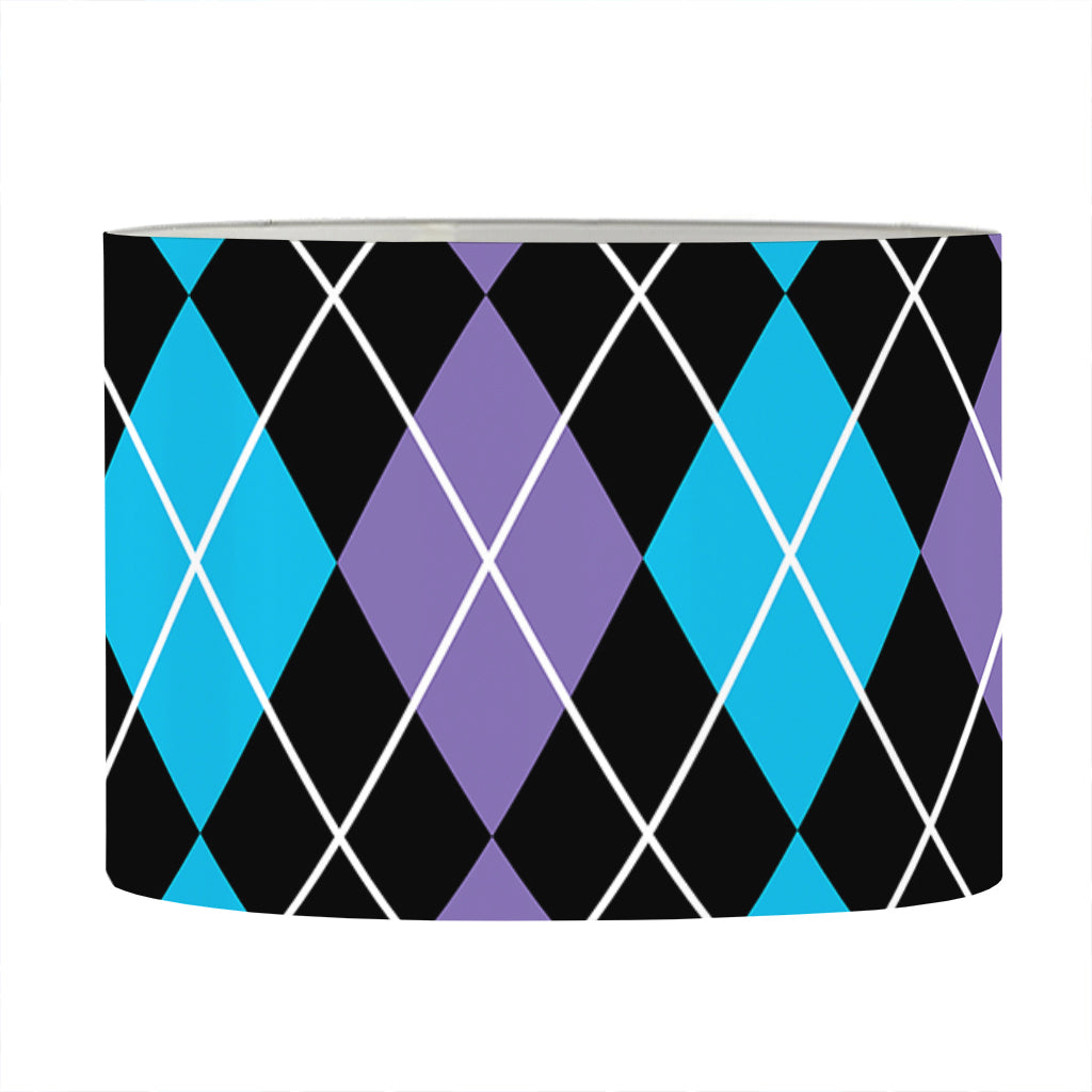 Black Purple And Blue Argyle Print Drum Lamp Shade