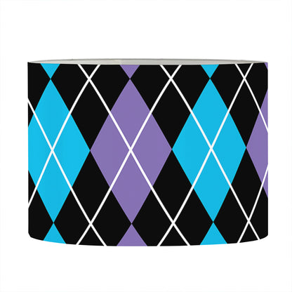 Black Purple And Blue Argyle Print Drum Lamp Shade