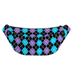 Black Purple And Blue Argyle Print Fanny Pack