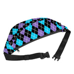 Black Purple And Blue Argyle Print Fanny Pack
