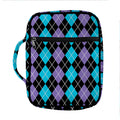 Black Purple And Blue Argyle Print Front Pocket Bible Bag