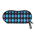 Black Purple And Blue Argyle Print Glasses Case