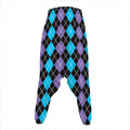Black Purple And Blue Argyle Print Hammer Pants