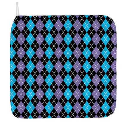 Black Purple And Blue Argyle Print Hand Towel