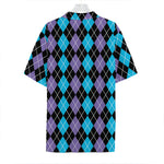 Black Purple And Blue Argyle Print Hawaiian Shirt