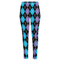 Black Purple And Blue Argyle Print High-Waisted Pocket Leggings