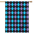 Black Purple And Blue Argyle Print House Flag