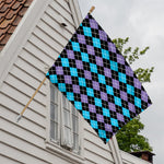 Black Purple And Blue Argyle Print House Flag
