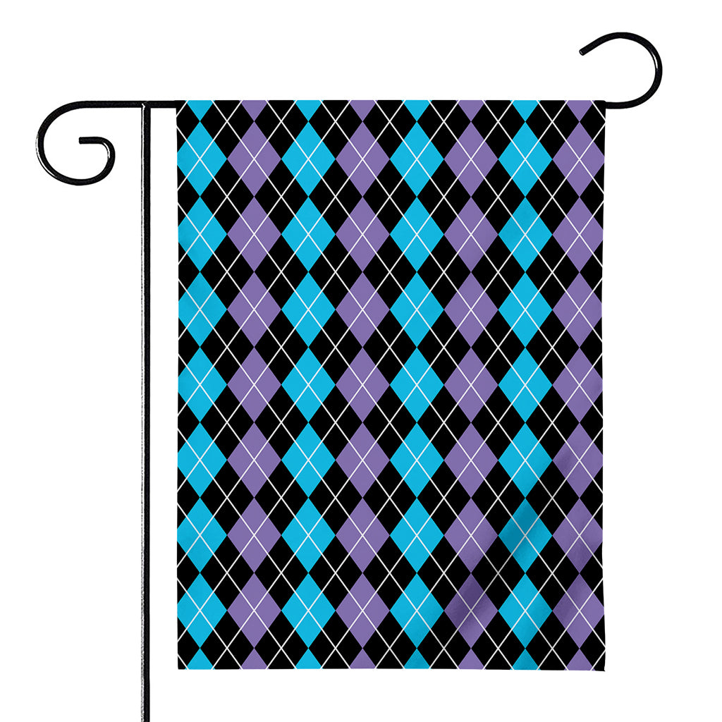 Black Purple And Blue Argyle Print House Flag