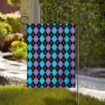 Black Purple And Blue Argyle Print House Flag