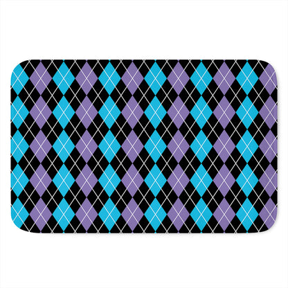 Black Purple And Blue Argyle Print Indoor Door Mat