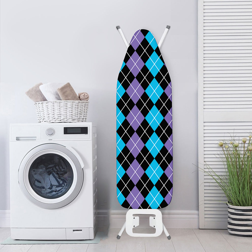 Black Purple And Blue Argyle Print Ironing Board Cover