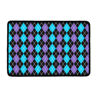 Black Purple And Blue Argyle Print Kitchen Mat