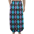 Black Purple And Blue Argyle Print Lantern Pants