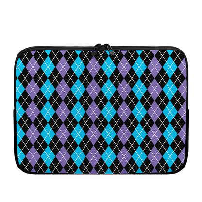 Black Purple And Blue Argyle Print Laptop Sleeve
