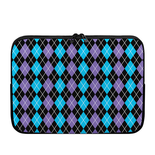 Black Purple And Blue Argyle Print Laptop Sleeve