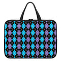 Black Purple And Blue Argyle Print Laptop Sleeve With Handle