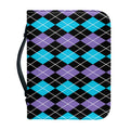 Black Purple And Blue Argyle Print Leather Bible Cover