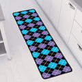 Black Purple And Blue Argyle Print Long Kitchen Mat