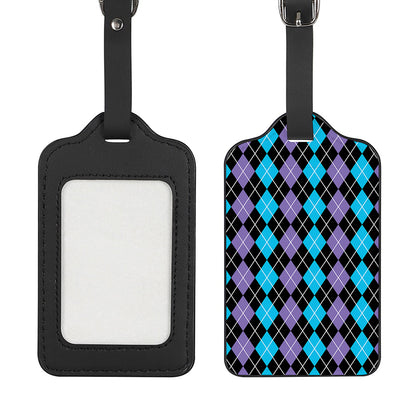 Black Purple And Blue Argyle Print Luggage Tag