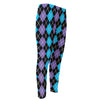 Black Purple And Blue Argyle Print Men's Compression Pants