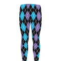 Black Purple And Blue Argyle Print Men's Leggings