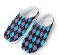 Black Purple And Blue Argyle Print Mesh Casual Shoes
