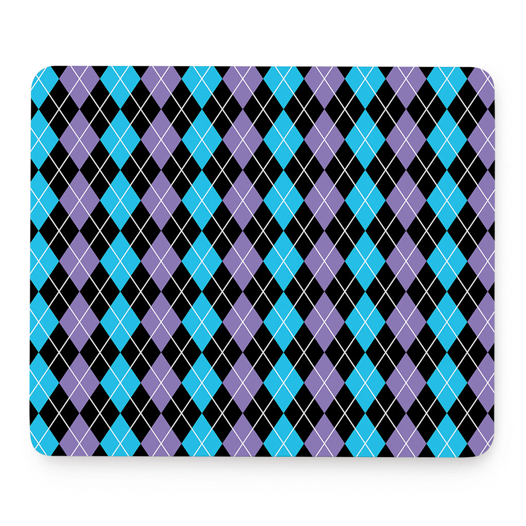 Black Purple And Blue Argyle Print Mouse Pad