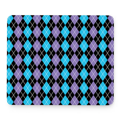 Black Purple And Blue Argyle Print Mouse Pad
