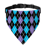 Black Purple And Blue Argyle Print Over The Collar Dog Bandana