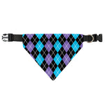 Black Purple And Blue Argyle Print Over The Collar Dog Bandana