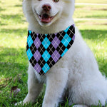 Black Purple And Blue Argyle Print Over The Collar Dog Bandana