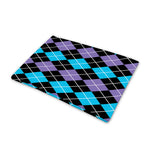 Black Purple And Blue Argyle Print Pet Cooling Mat Cover