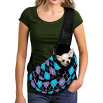 Black Purple And Blue Argyle Print Pet Sling Carrier