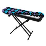 Black Purple And Blue Argyle Print Piano Keyboard Cover