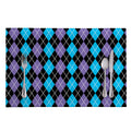 Black Purple And Blue Argyle Print Placemat