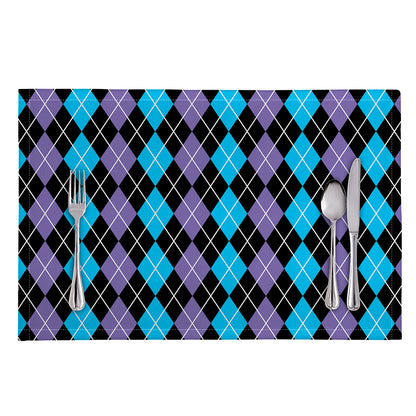 Black Purple And Blue Argyle Print Placemat