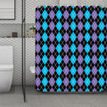 Black Purple And Blue Argyle Print Polyester Shower Curtain
