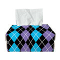 Black Purple And Blue Argyle Print Rectangle Tissue Box Cover