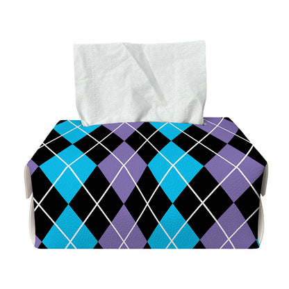 Black Purple And Blue Argyle Print Rectangle Tissue Box Cover