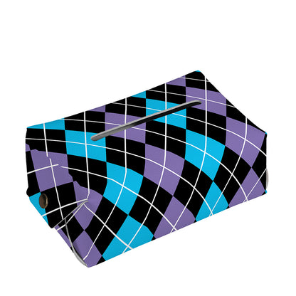 Black Purple And Blue Argyle Print Rectangle Tissue Box Cover