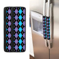 Black Purple And Blue Argyle Print Refrigerator Handle Covers