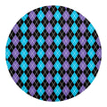 Black Purple And Blue Argyle Print Round Blanket